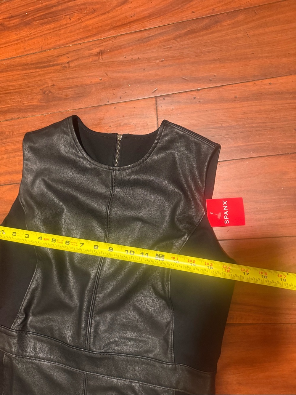 SPANX Black Faux Leather Paneled Midi Dress - Picture 2 of 10